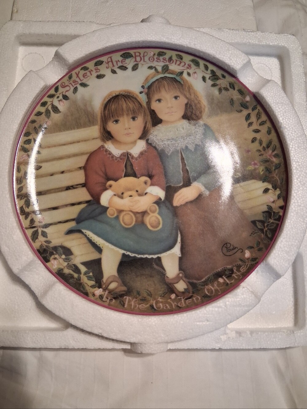 Bradford Exchange "Sisters Are Blossoms" Collector Plate by Chantal Poulin
